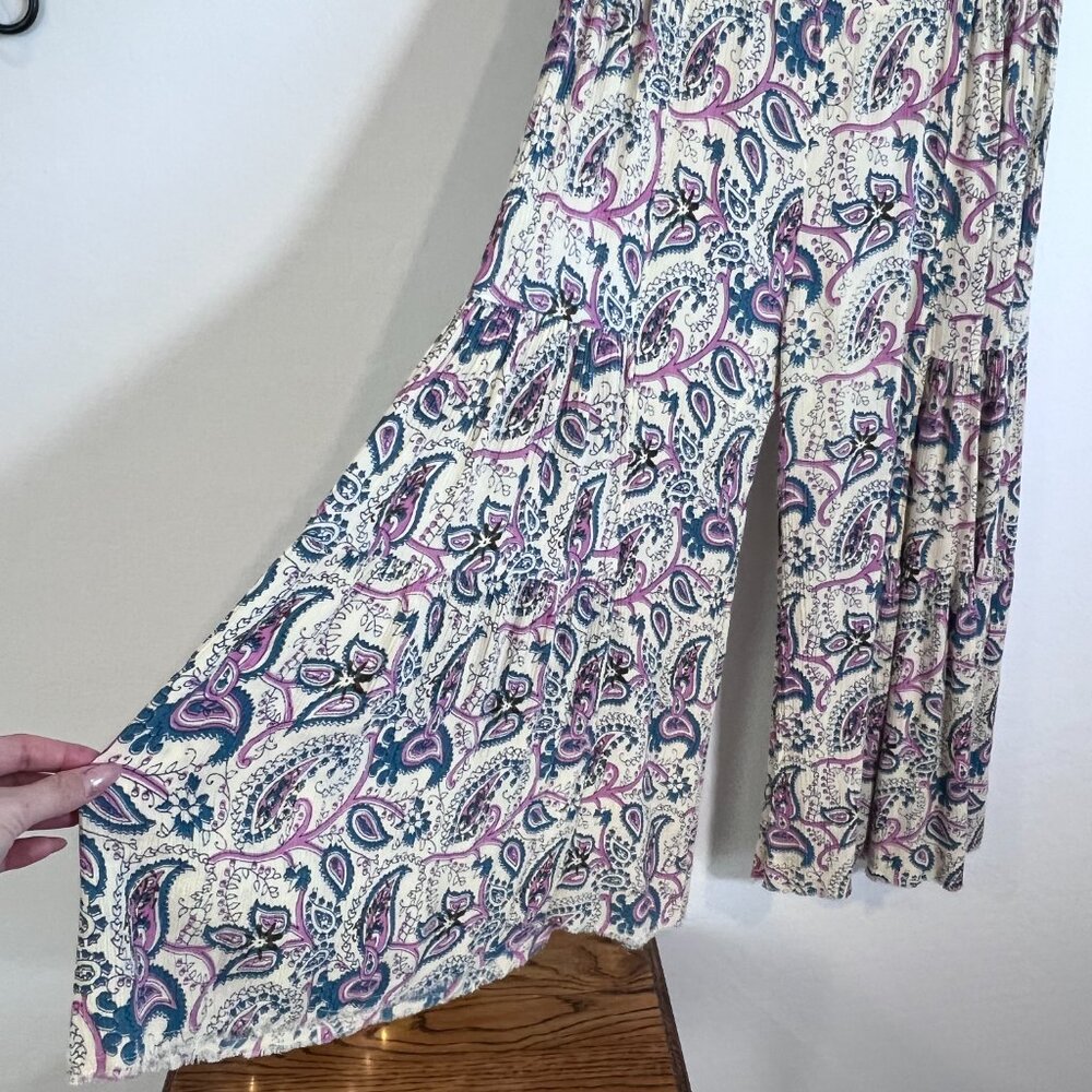 FREE PEOPLE ONE WIDE LEG PAISLY FLOWY PANTS - Picture 5 of 8